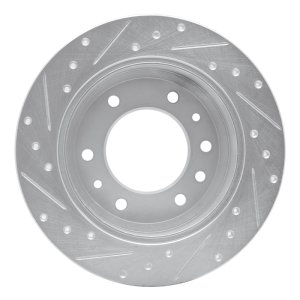 Hyundai Entourage Brake Rotor (1) - Rear Right - R1 Concepts - Drilled & Slotted - Silver - `06-`14